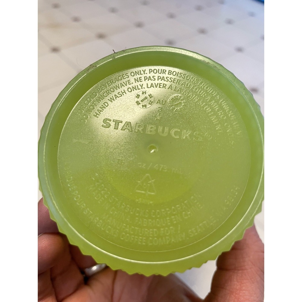 Starbucks 16oz Tumbler Studded Lemongrass Glow in the Dark 2022 Straw Halloween - Picture 7 of 8